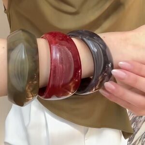 ZARA PACK OF 3 RESIN BRACELETS - ACRYLIC CHUNKY CUFF BANGLES